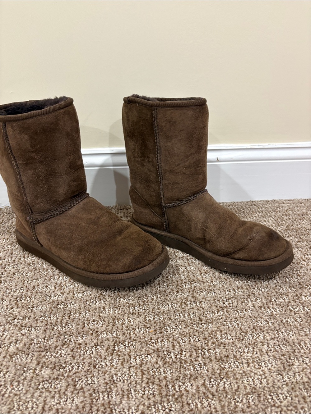 UGG Classic Short Shearling-Lined Boots in Brown